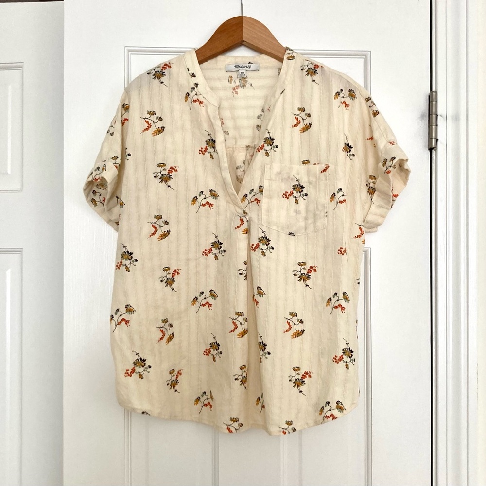 Madewell floral short sleeve cotton top
